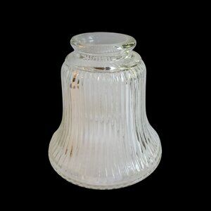 Vintage Light Shade Fan Iridescent Clear Glass Ribbed for Replacement